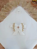 Lenaca Yenidoğan Pamuk Taç Benim Prensesim Nakışlı Trilüks Kundak Bebek Battaniyesi thumbnail 3