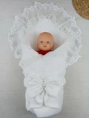 Lenaca Yenidoğan İpek Pamuklu İnci Lüks Kundak Bebek Battaniyesi thumbnail 2