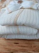 Lenaca Yenidoğan Tericotton Örgülü Trilüx Bebek Battaniyesi Kundak thumbnail 3