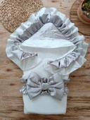 Lenaca Yenidoğan Mehtap Lüks Kelebek Taç Nakışlı Bebek Battaniyesi Kundak - 1