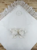 Lenaca Yenidoğan İpek Venüs Taç Nakışlı Delüks Kundak Bebek Battaniyesi thumbnail 3