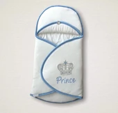 Lenaca Yenidoğan Prince Nakışlı Çizgi Efektli Kız Bebek Klasik Kundak Bebek Battaniyesi - 1