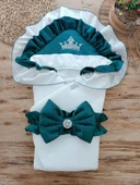 Lenaca Yenidoğan Mehtap Lüks Kelebek Taç Nakışlı Bebek Battaniyesi Kundak thumbnail 1