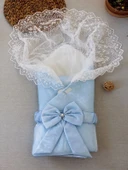 Lenaca Yenidoğan Kumru İnci Fiyonk Kristal Parlak Duvaklı Kundak Bebek Battaniyesi thumbnail 2