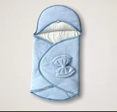 Lenaca Yenidoğan Düğme Detaylı Çizgi Efektli Çift Fiyonk Klasik Kundak Bebek Battaniyesi - 1