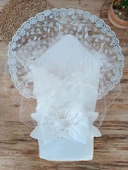 Lenaca Yenidoğan Ay Işığı Papatya Dantelli Taşlı Fiyonk Bebek Battaniyesi Kundak thumbnail 3