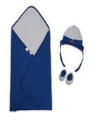 Lenaca Yenidoğan Baskılı Double Face Şapka Ve Patikli 3lü Bebek Battaniye Takımı thumbnail 2