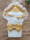 Lenaca Yenidoğan Mehtap Lüks Kelebek Taç Nakışlı Bebek Battaniyesi Kundak - 1