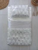 Lenaca Yenidoğan İzmir İncisi Tül İşlemeli Pamuklu Fiyonklu Kundaklı Lüks 3lü Alt Açma Seti - 1