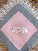Lenaca Yenidoğan Teri Cotton Taç Nakışlı Prizma Taş Kundak Bebek Battaniyesi thumbnail 4
