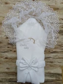 Lenaca Yenidoğan Sahra Taç Lucky Baby Nakışlı Kumru Kundak Bebek Battaniyesi thumbnail 1