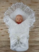 Lenaca Yenidoğan İpek Venüs Taç Nakışlı Delüks Kundak Bebek Battaniyesi thumbnail 2