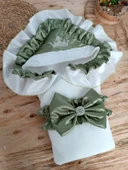 Lenaca Yenidoğan Mehtap Lüks Kelebek Taç Nakışlı Bebek Battaniyesi Kundak - 2