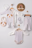 Lenaca Ayıcık Detaylı Nakışlı Tulumlu % 100 Pamuk Erkek Bebek 5'li Set thumbnail 1