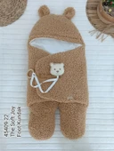 Lenaca Yenidoğan Kulaklı Şapkalı Açılır Kucaklı Cırt Kapamalı Ayaklı Bebek Battaniyesi Kundak - 1