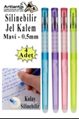 Silinebilir Jel Kalem Mavi 0.5 mm 4 Adet Silinebilir Tükenmez Kalem Pilot Kalem Mürekkepli Kolay Silinebilir Kumaş Kalemi - 1