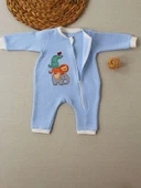 Lenaca 6-9 12-18 18-24 24-36 Ay Animal Nakışlı Bal Peteği Kumaş Es Fermuarlı Erkek Bebek Tulumu thumbnail 2