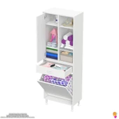 Modilayn AFRA 65x173x32,5cm 1 Çekmece, 1 Göz Sepet, 1 Kapak, 6 Raf Dar Alan Banyo Dolabı thumbnail 5