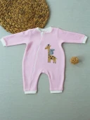 Lenaca 6-9 12-18 18-24 24-36 Ay Animal Nakışlı Bal Peteği Kumaş Es Fermuarlı Kız Bebek Tulumu thumbnail 1