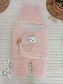 Lenaca Yenidoğan Kulaklı Şapkalı Açılır Kucaklı Cırt Kapamalı Ayaklı Bebek Battaniyesi Kundak - 1