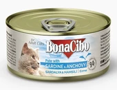 BonaCibo Ezme Sardalya-Hamsili Yetişkin Yaş Kedi Maması 85gr - 1