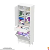 Modilayn AFRA 55x173x32,5cm 1 Çekmece, 1 Göz Sepet, 1 Kapak, 8 Raf Dar Alan Banyo Dolabı thumbnail 5