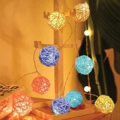 Brokoli Home Renkli Rattan Mini Top String Light [Enerji Sınıfı D] 2 Metre - 1