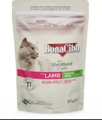 Bonacibo Jöleli Kuzu Etli Pouch Kısırlaştırılmış Yetişkin Kedi Yaş Maması 85Gr - 1
