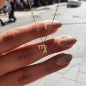 14 Ayar Altın Başak Burç Kolye thumbnail 3