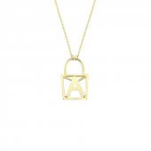 14 Ayar Altın A Harfli Kilit Kolye thumbnail 2