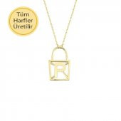 14 Ayar Altın P Harfli Kilit Kolye thumbnail 1