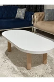 OlcayAksesuar Oval Model 120x60 cm Kalın Kenarlı Orta Sehpa Ahşap Ayaklı - 3