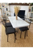 OlcayAksesuar Metal Ayaklı 4 Adet Sandalyeli 120x59 Cm Mutfak Masası Çalışma Masası - 3