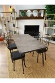 OlcayAksesuar Metal Ayaklı 4 Adet Sandalyeli 120x59 Cm Mutfak Masası Çalışma Masası - 2