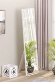 OlcayAksesuar Düz Dikdörtgen Beyaz 120X43 cm Ayaklı Salon Antre Çocuk Odası Banyo WC Yatak Odası Boy Aynası - 2