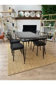 OlcayAksesuar Metal Ayaklı 4 Adet Sandalyeli 120x59 Cm Mutfak Masası Çalışma Masası - 2
