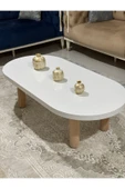 OlcayAksesuar Oval Model 120x60 cm Kalın Kenarlı Orta Sehpa Ahşap Ayaklı - 4