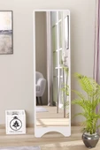 OlcayAksesuar Dikdörtgen Beyaz 120X43 cm Ayaklı Salon Antre Çocuk Odası Banyo WC Yatak Odası Boy Aynası - 1