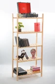 OlcayAksesuar Doğal Ahşap 5 Raflı Kitaplık Çok Amaçlı Raf Düzenleyici thumbnail 2