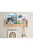 OlcayAksesuar Doğal Ahşap Montessori Kitaplık Çocuk Bebek Odası Askılık Duvar Rafı Yan Uzun thumbnail 3