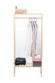 OlcayAksesuar Konfeksiyon Askısı Iki Raflı Elbise Askılığı 148x66 Doğal Ahşap thumbnail 1