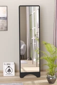 OlcayAksesuar Dikdörtgen Siyah 120X43 cm Ayaklı Salon Antre Çocuk Odası Banyo WC Yatak Odası Boy Aynası - 1