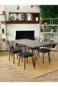 OlcayAksesuar Metal Ayaklı 4 Adet Sandalyeli 120x59 Cm Mutfak Masası Çalışma Masası - 3