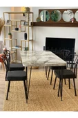 OlcayAksesuar Metal Ayaklı 4 Adet Sandalyeli 150x80 Cm Mutfak Masası Çalışma Masası - 1