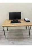OlcayAksesuar Metal Ayaklı 120x59 cm Atlantik Çam Çalışma Masası Bilgisayar Masası thumbnail 1