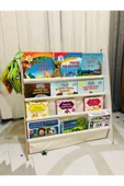 OlcayAksesuar Montessori Çocuk Bebek Odası Taşınabilir Eğitici 4 Raflı Bez Kumaş Kitaplık - 1