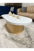 OlcayAksesuar Oval Model 120x60 cm Doğal Ayak Kalın Kenarlı Orta Sehpa Ahşap Ayaklı - 3
