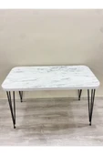 OlcayAksesuar Metal Ayaklı 120x59 cm Mermer Desenli Çalışma Masası Bilgisayar Masası - 4