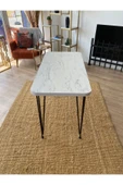 OlcayAksesuar Metal Ayaklı 120x59 cm Mermer Desenli Mutfak Masası Çalışma Masası Bilgisayar Masası - 3