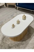 OlcayAksesuar Oval Model 120x60 cm Doğal Ayak Kalın Kenarlı Orta Sehpa Ahşap Ayaklı - 2